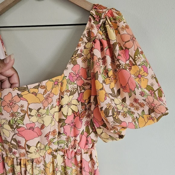 Show Me Your Mumu Floral Linds Midi Dress In Pretty Poppy - Picture 9 of 14